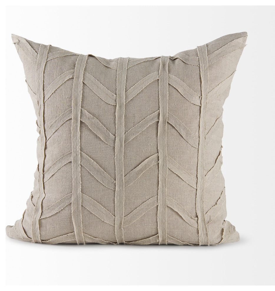 Mercana "Ivivva" 20x20 Beige Fabric Textured Decorative Pillow Cover
