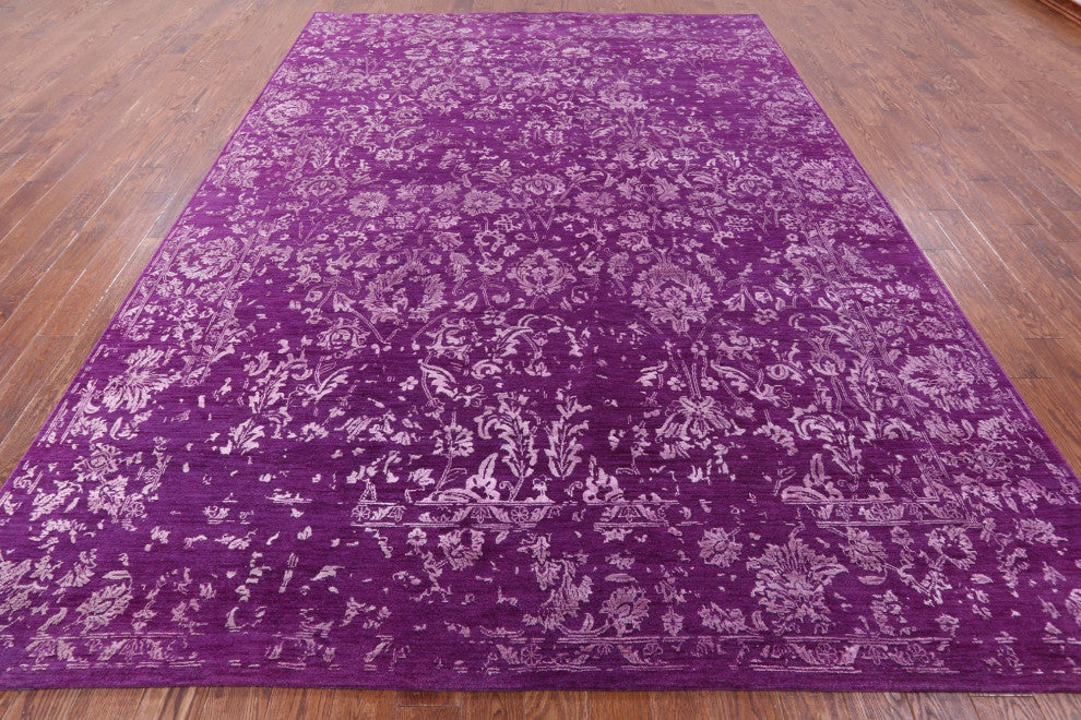 8' 11" X 12' 3" Persian Wool and Silk Hand Knotted Rug Q11762