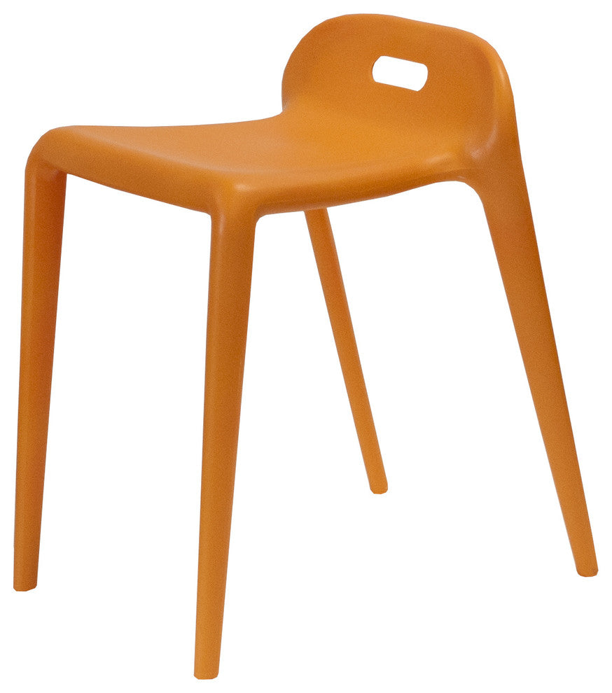 Mod Made Modern Stacking Plastic Stool Chair, Set of 2, Orange