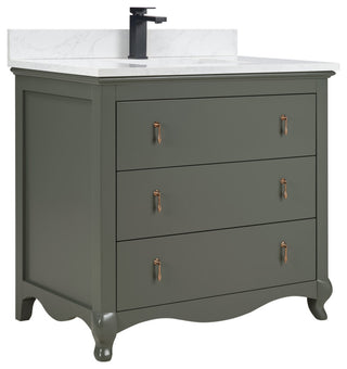 Legion Furniture WS2512 Series Bathroom Sink Vanity, Pewter Green, 36", Artificial Stone Top, Single Sink