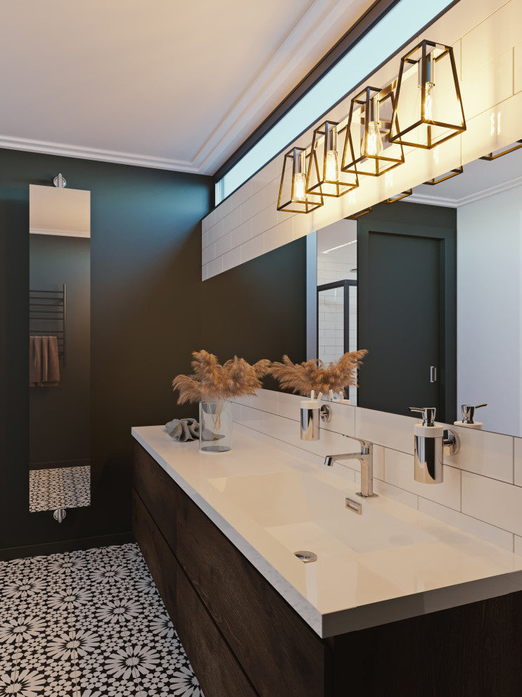 Lynn - 4-Light Vanity - Black & Chrome Finish