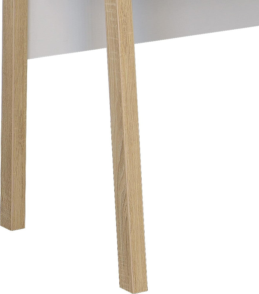 Benzara BM148830 Contemporary Style Desk With Open Storage Shelf, White & brown
