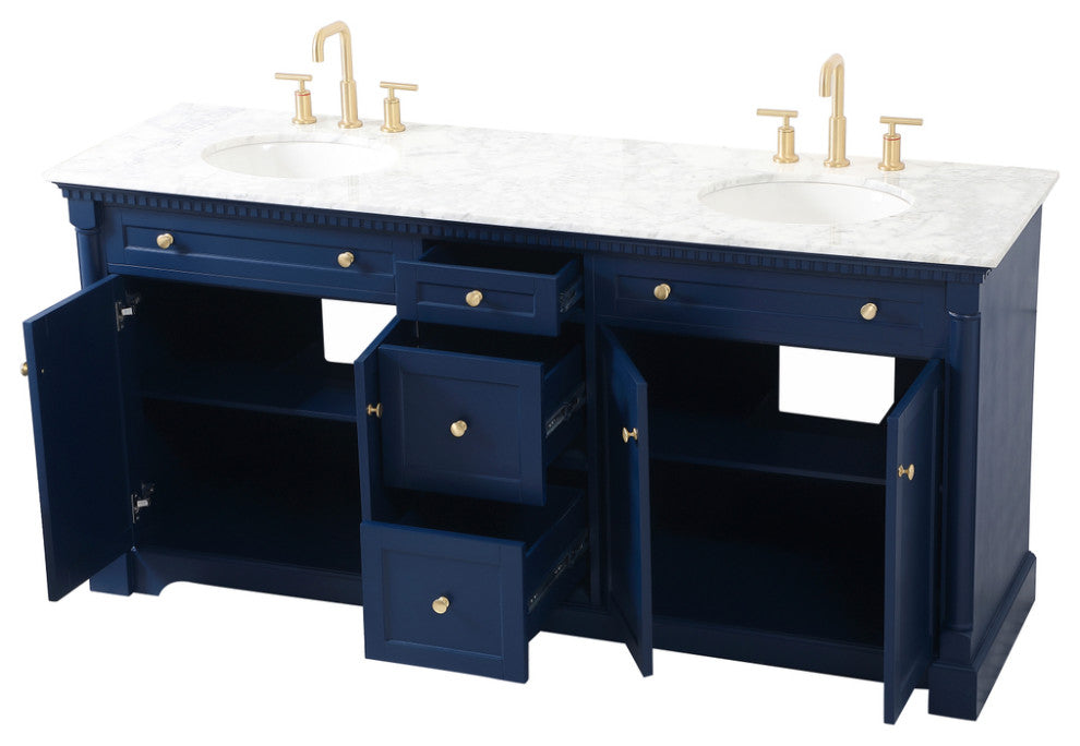 Home Living 21.5" Transitional Black-Light Bathroom Vanity, Blue, 72