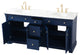 Home Living 21.5" Transitional Black-Light Bathroom Vanity, Blue, 72
