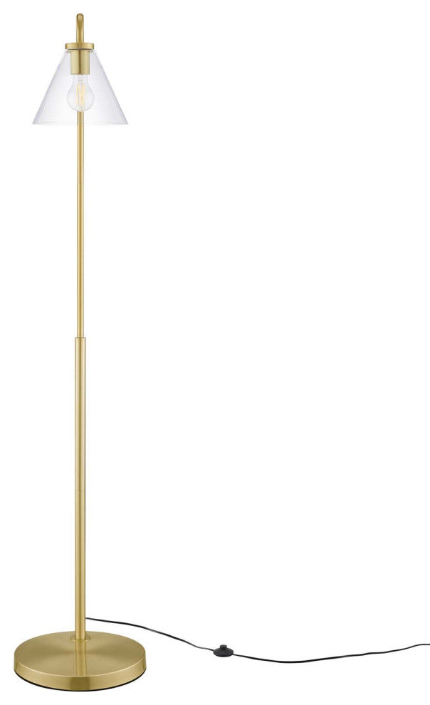 Floor Lamp Light, Gold, Glass, Modern, Mid Century Cafe Bistro Hospitality
