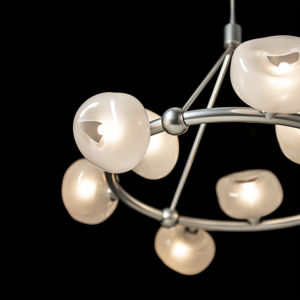 Ume 9-Light Ring Pendant, Sterling, Frosted Glass