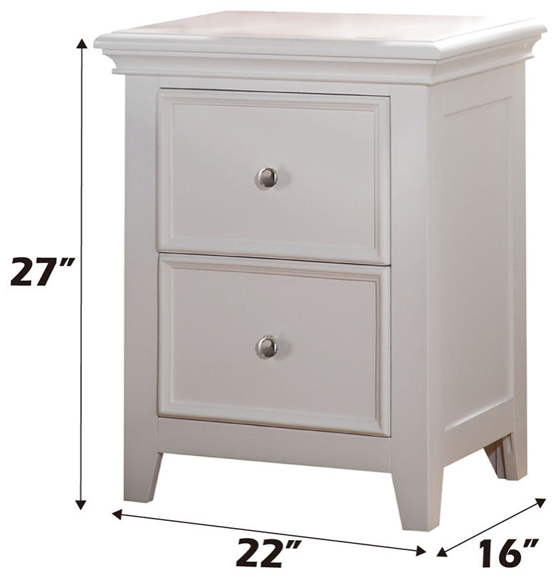 Lacey Nightstand With 2 Drawers, White