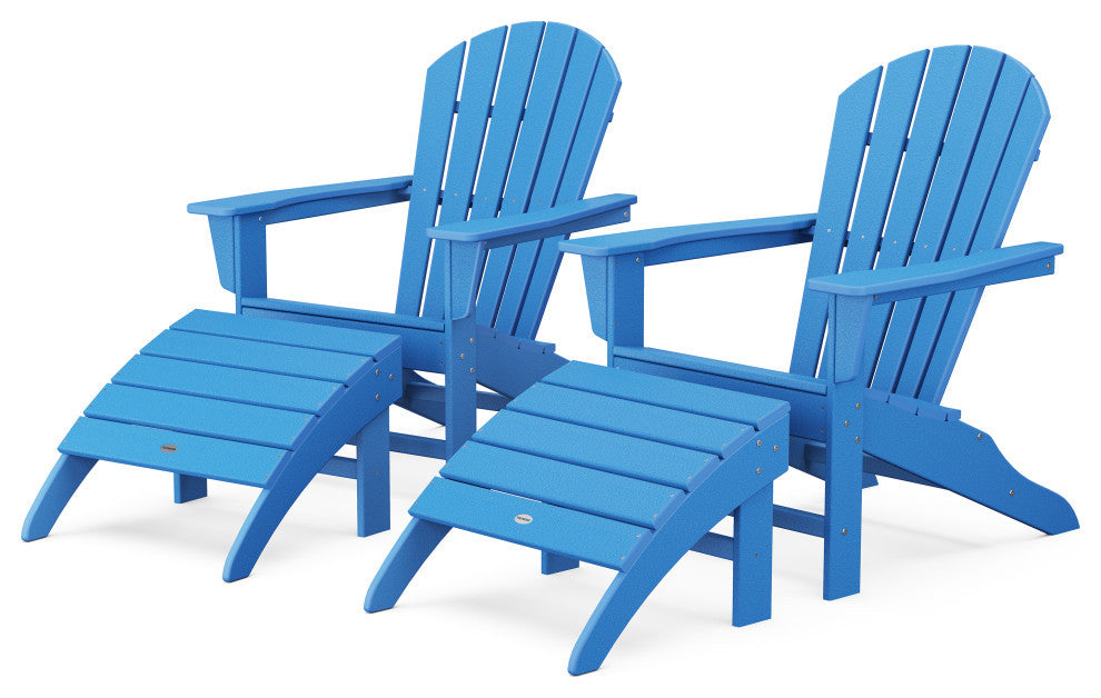 Polywood South Beach 4-Piece Adirondack Set, Pacific Blue