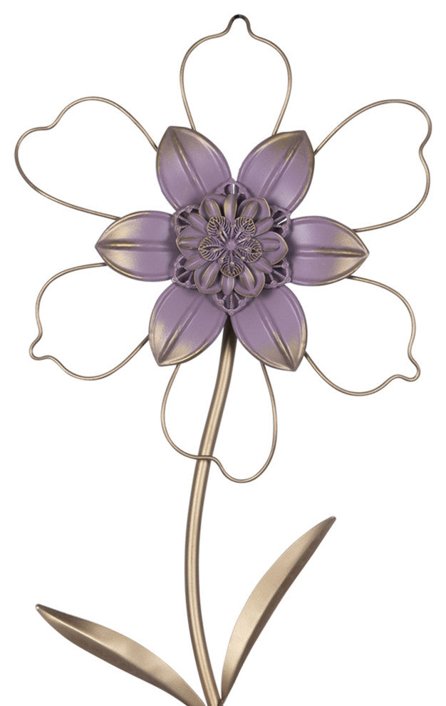 Contemporary Single Stem Metal Flower Wall D"cor