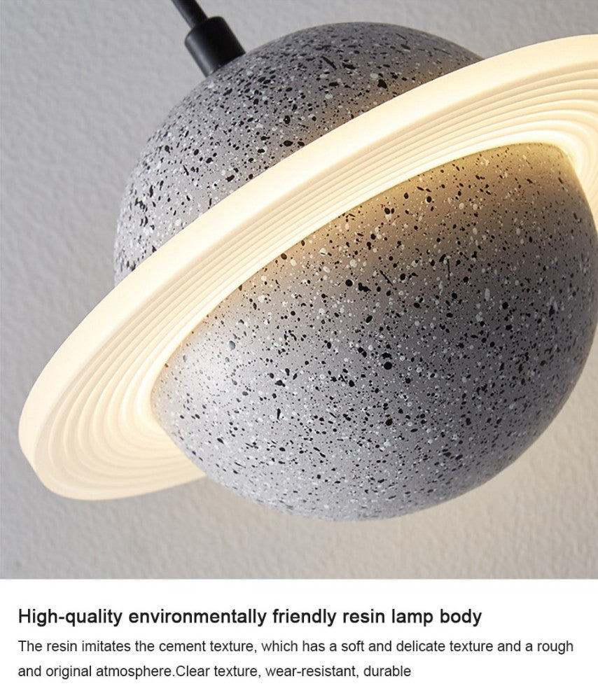 MIRODEMIÂ® Pierrefeu | Planet Saturn LED Industrial Decor Lighting, Grey Bottom Glow