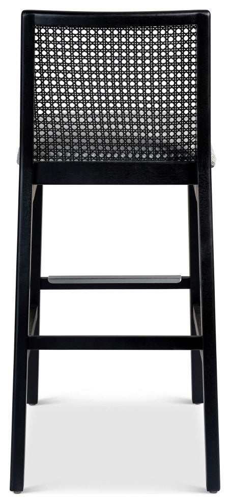 Modern Brazilian, Nardia, Cane Bar Stool, Ebano/Crafted Glaze