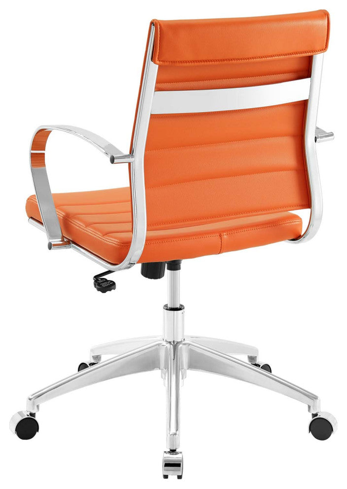 Computer Work Desk Chair, Faux Leather, Orange, Modern, Home Business Office