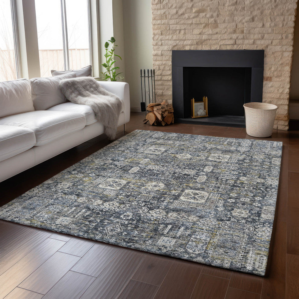 Premium Machine Washable Mayfield AMF637 Charcoal 5' x 7'6" Rug