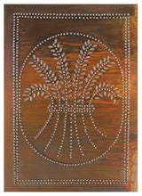 Four Handcrafted Punched Tin Cabinet Panel Primitive Wheat Design, Rustic Tin