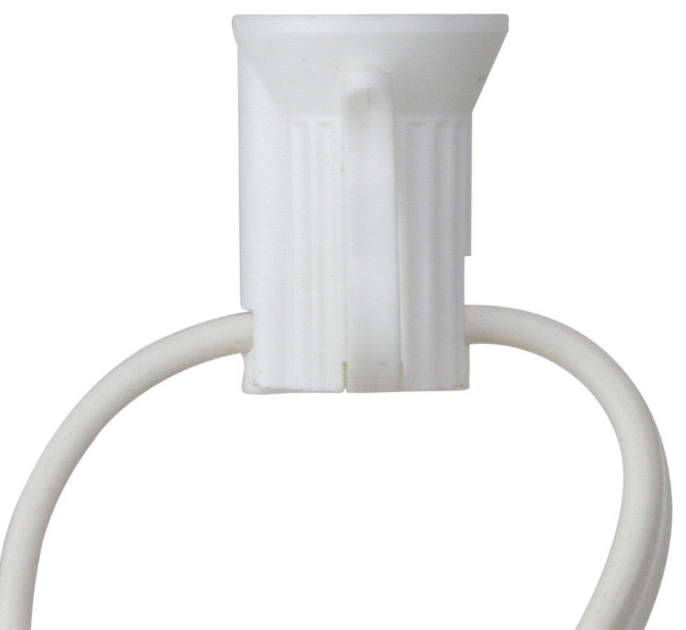 100' Commercial C7 Christmas Light Socket Set 12" Spacing 18 Gauge White Wire