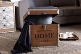 Violetta Vintage Industrial Light Gray Upholstered Storage Trunk Ottoman