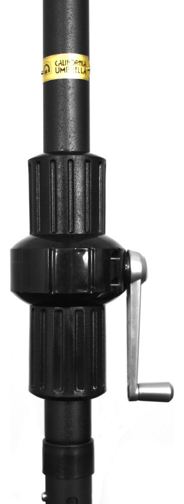 9'' Matted Black Collar Tilt Lift Fiberglass Rib Aluminum Umbrella, Olefin, Teak