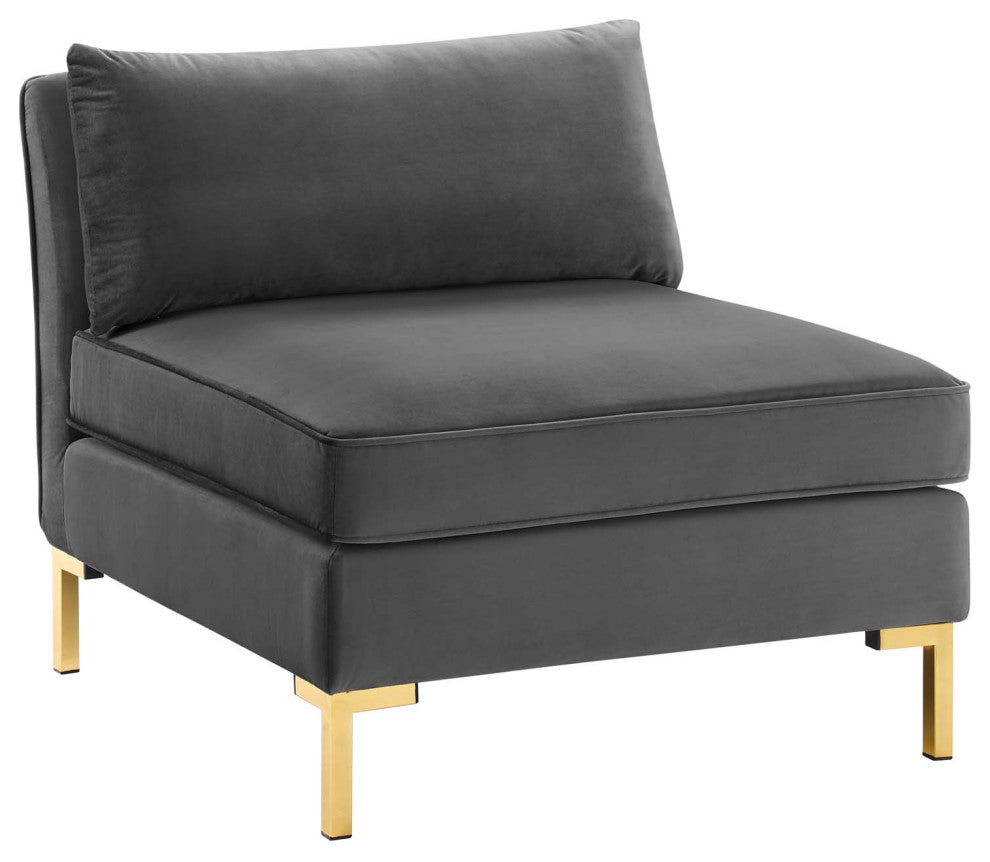 Ardent Performance Velvet Armless Chair - Gray