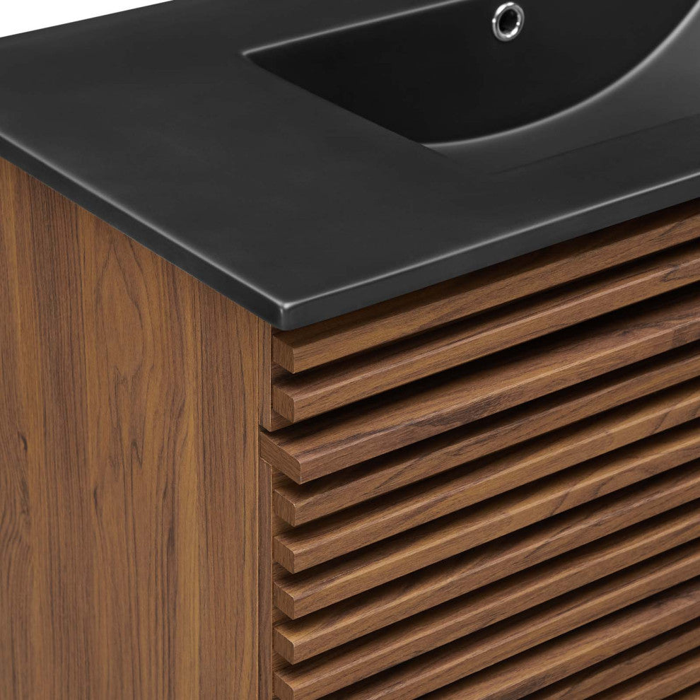 Render 36" Wall-Mount Bathroom Vanity Walnut Black -5395