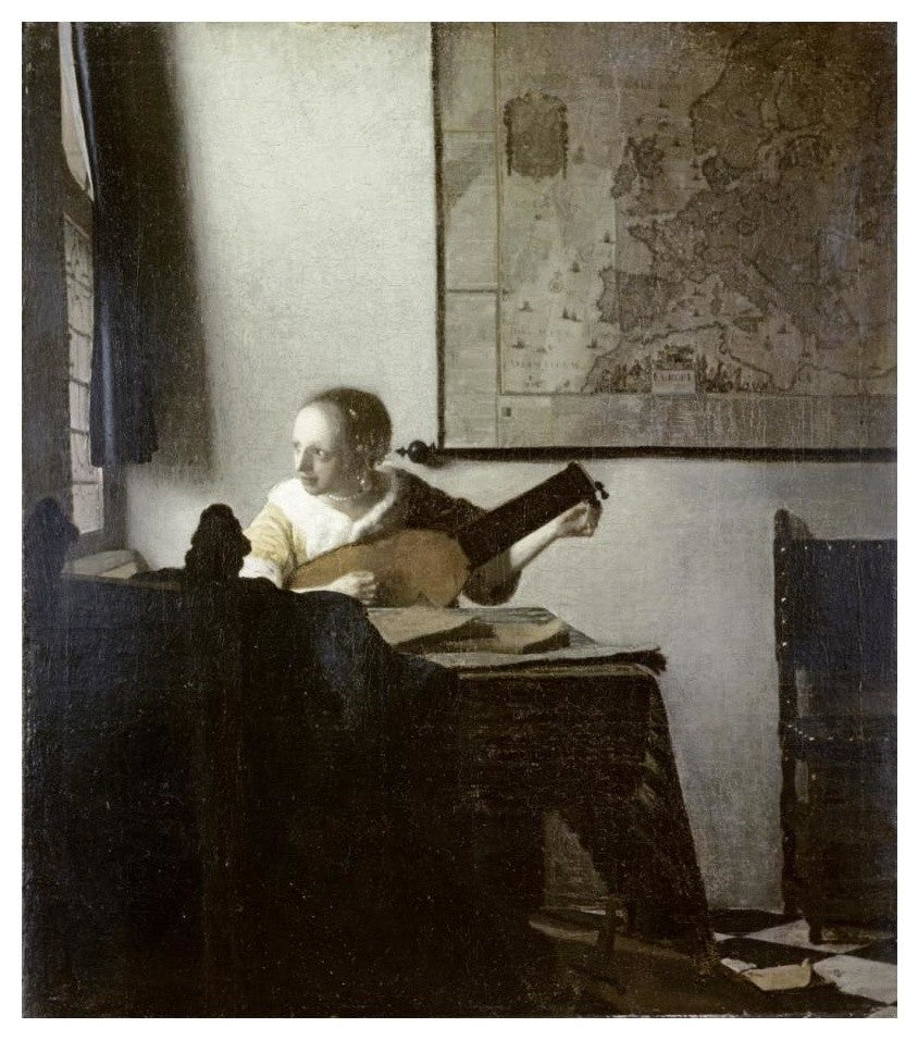 "The Lute Player" Digital Paper Print by Johannes Vermeer, 21"x24"