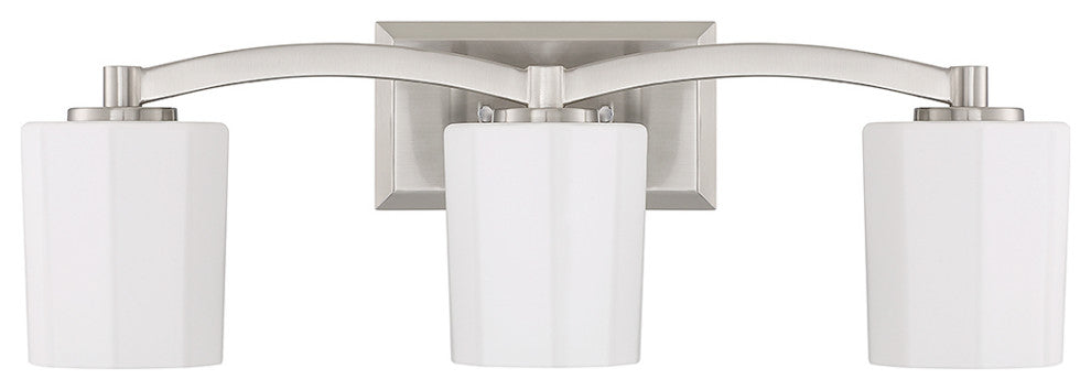 Whitney 3-Light Bathroom Vanity Light, Matte Black, Satin Nickel