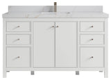 Chicago 60" Single Sink Bathroom Vanity, White 2" Calacatta Sienna Quartz