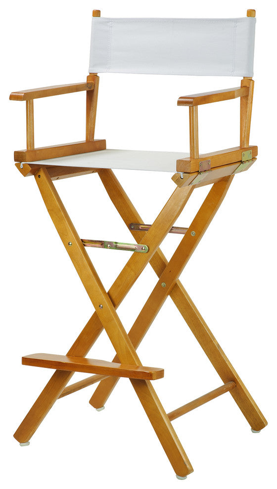 030" Director's Chair Honey Oak Frame-White Canvas