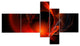 Red Galactic Nebula on Black, Abstract Wall Art Canvas, 60"x32", 5 panels