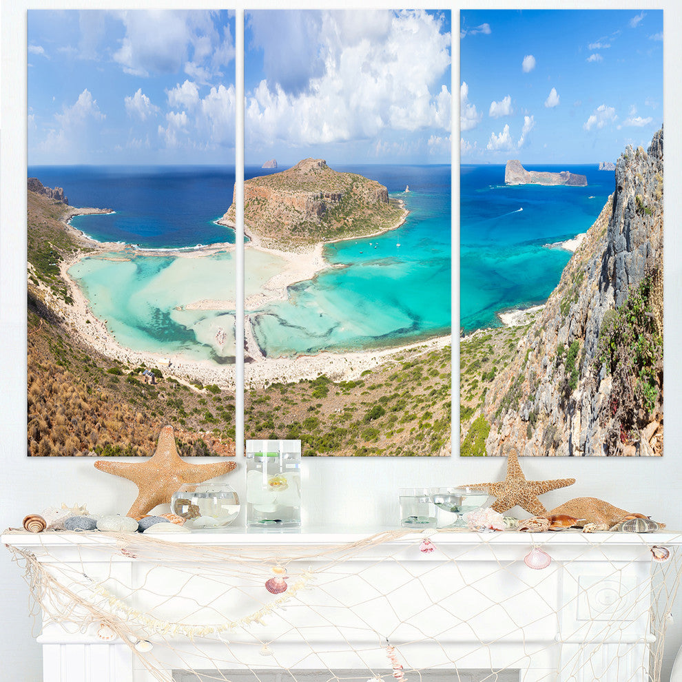 "Balos Beach at Crete Island Greece" Beach Metal Wall Art, 3 Panels, 36"x28"
