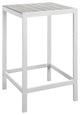 Modern Urban Contemporary Outdoor Patio Bar Table, White Light Grey Steel