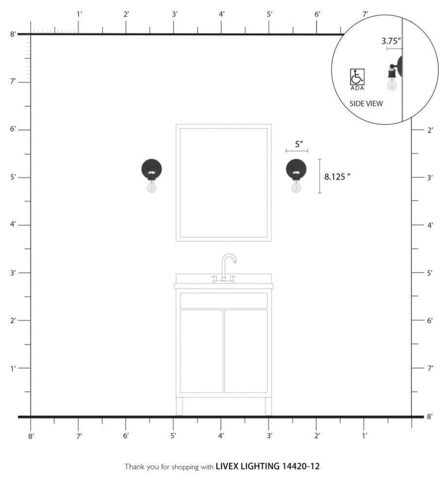 Lansdale 1 Light Satin Brass ADA Single Vanity Sconce
