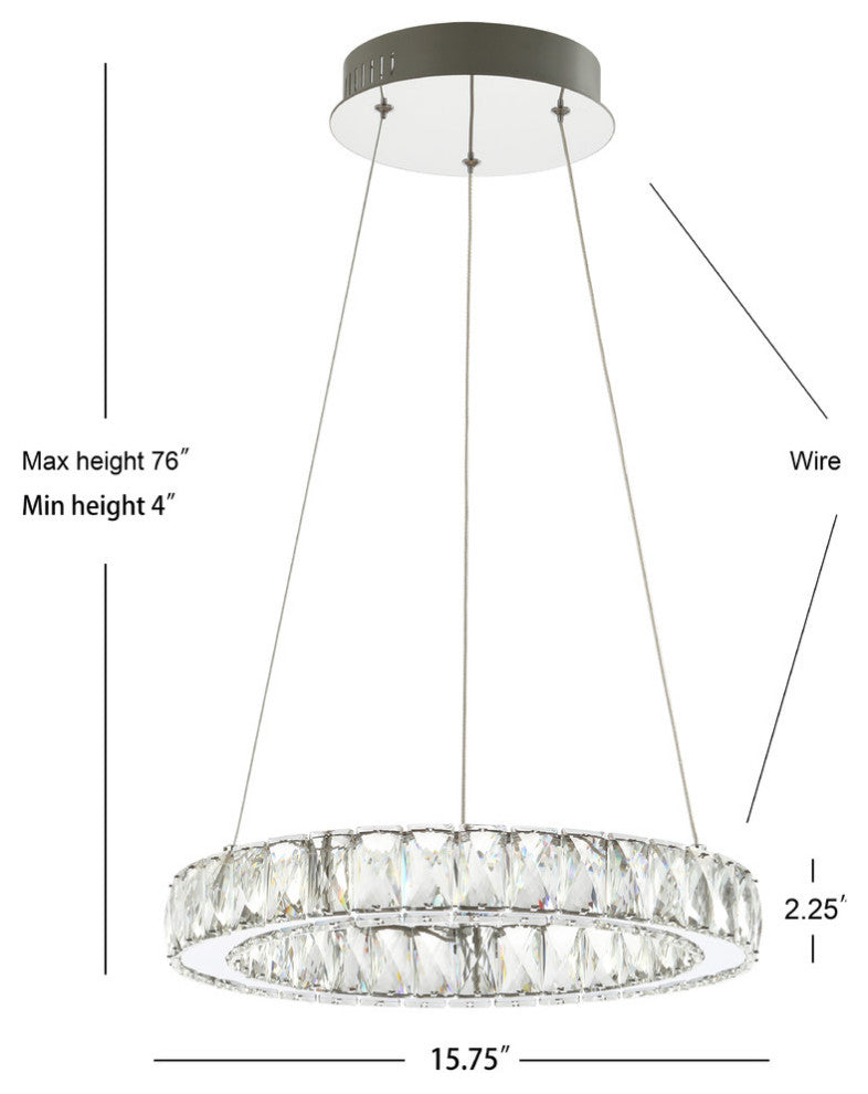 Reese 15.7" Adjustable Integrated LED Chandelier Pendant, Chrome