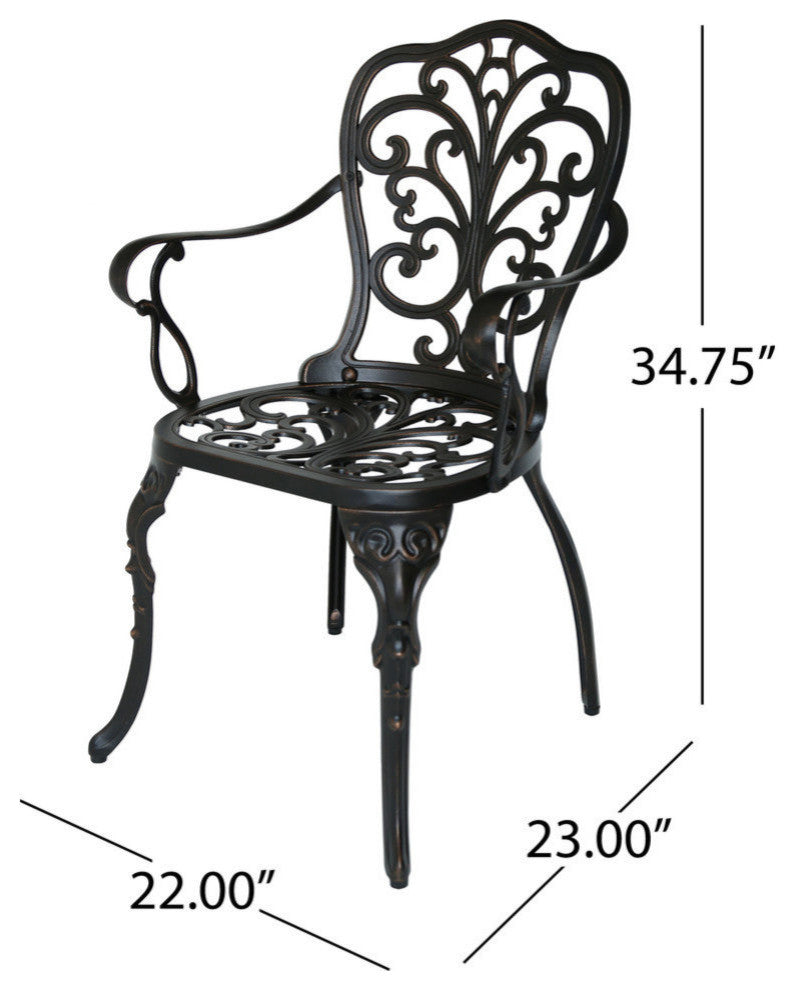 GDF Studio 5-Piece Zona Outdoor Cast Aluminum Dining Set, Shiny Copper