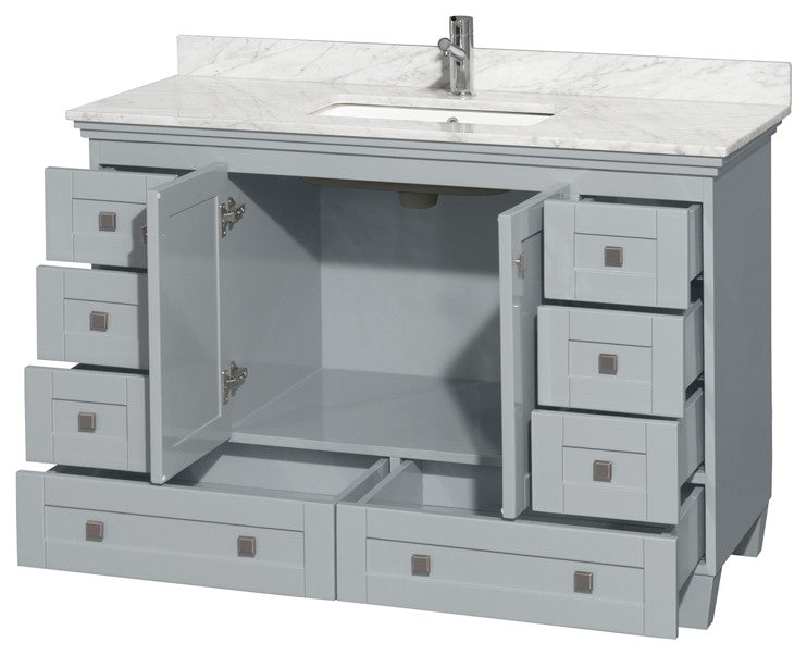 Wyndham WCV800048SOYCMUNSMXX Single Wood Vanity with White Carrera Marble Top