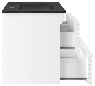 Render 30" Wall-Mount Bathroom Vanity, White Black