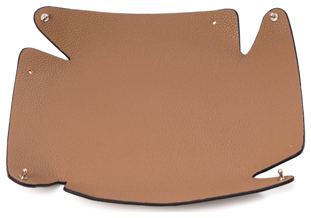 Taupe Leather Catchall Valet Tray, Lay Flat Design