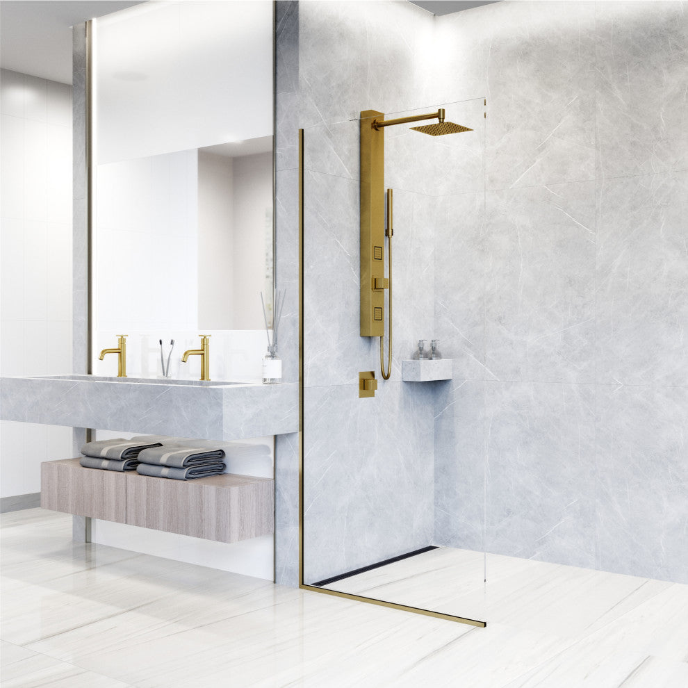 Orchid 39" H x 4" W 2-Jet Retro Shower Panel with Square Shower Head, Matte Brushed Gold