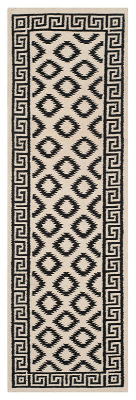 Safavieh Dhurries Dhu411A Geometric Rug, Ivory/Black, 6'0"x6'0" Square
