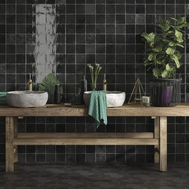 Moroccan Zellige Mosaic 4x4 in Black