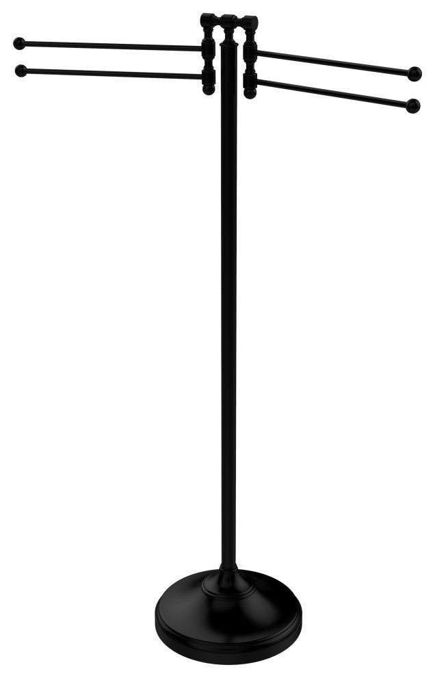 Towel Stand with 4 Pivoting Swing Arms, Matte Black