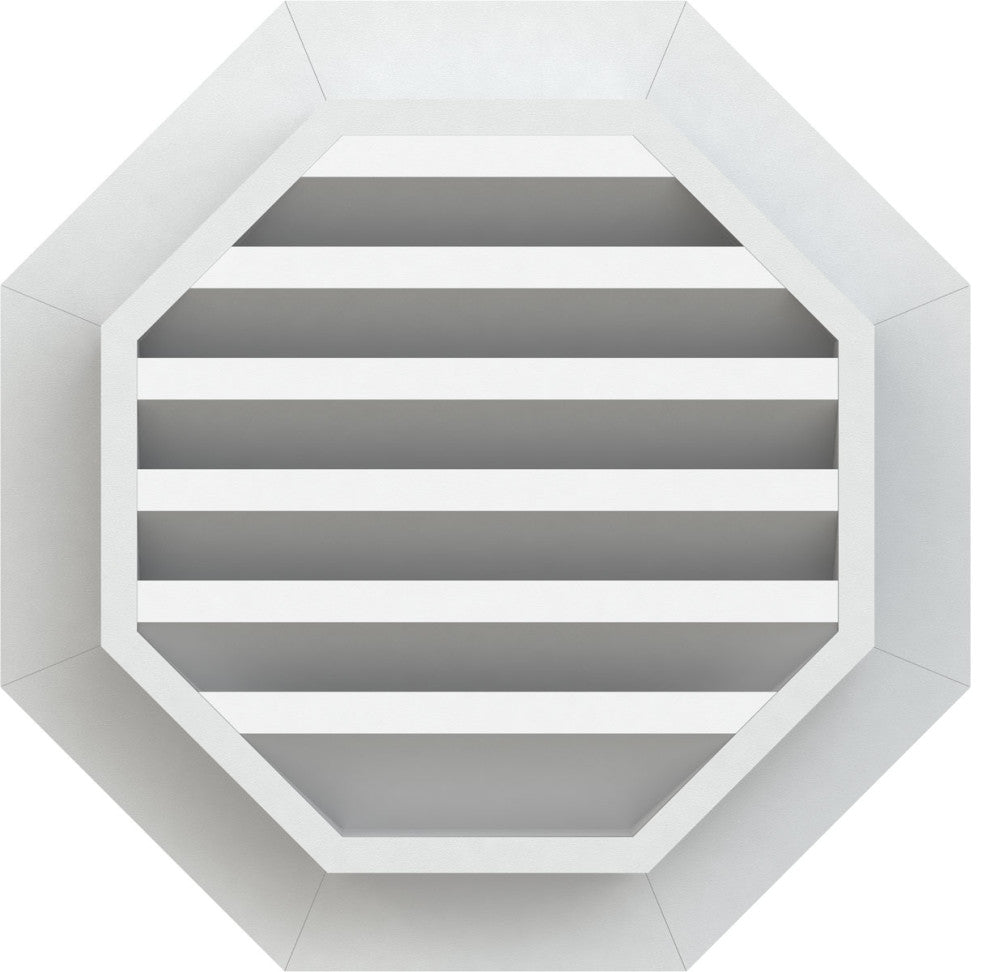 20"Wx20"H Octagonal Gable Vent PVC Gable Vent With 1"x4" Flat Trim Frame