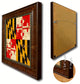 Maryland State Vintage Flag Print With Brown Gold Frame, 19"X27"