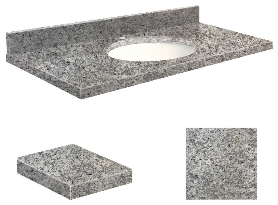 Quartz 49"x22" Vanity Top, Single Faucet Hole, Overture, White Bowl