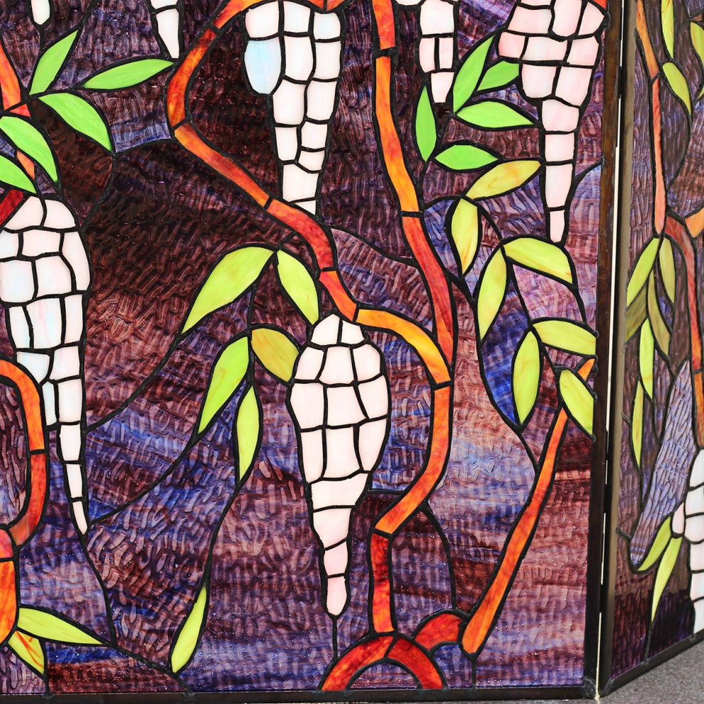 CHLOE Lighting CH8F002PF42-GFS CORINTH Stained Glass Design Fireplace Screen