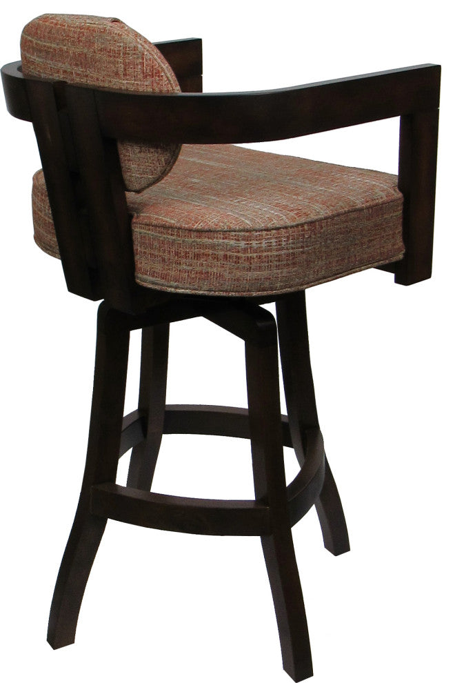 Swivel Wood Bar Stool Kadir Plus on S-Base, Watusi Madder - Dark Walnut, 26"