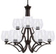 Zilo, 9 Light, Chandelier, Dark Granite Finish With 6" Clear Bubble Glass
