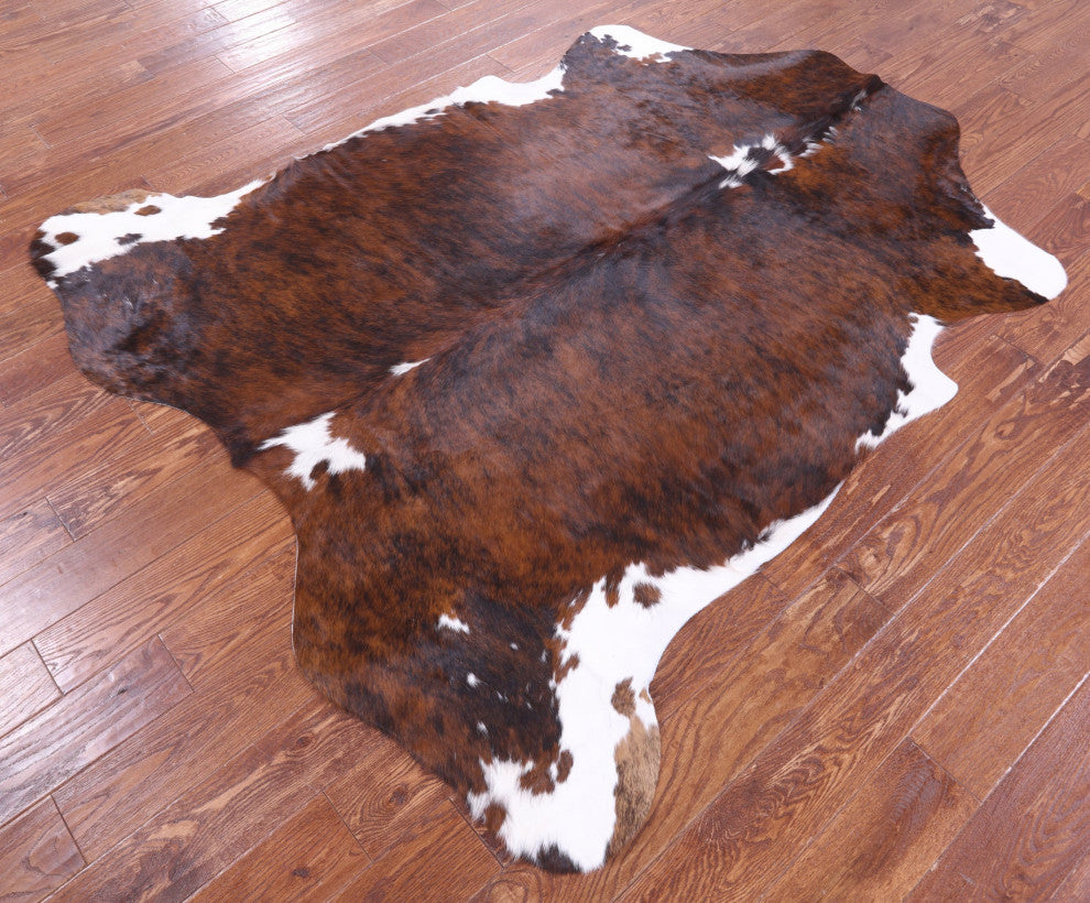 6' 7" X 6' 2" Brindle Natural Cowhide Rug C2192