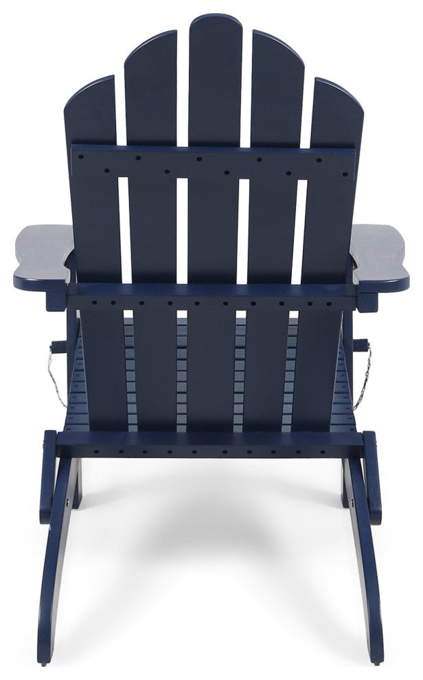 GDF Studio Cara Outdoor Foldable Acacia Wood Adirondack Chair, Blue Finish
