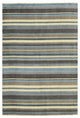 Blue/Brown Striped Handmade Wool Rug, 3'x5'