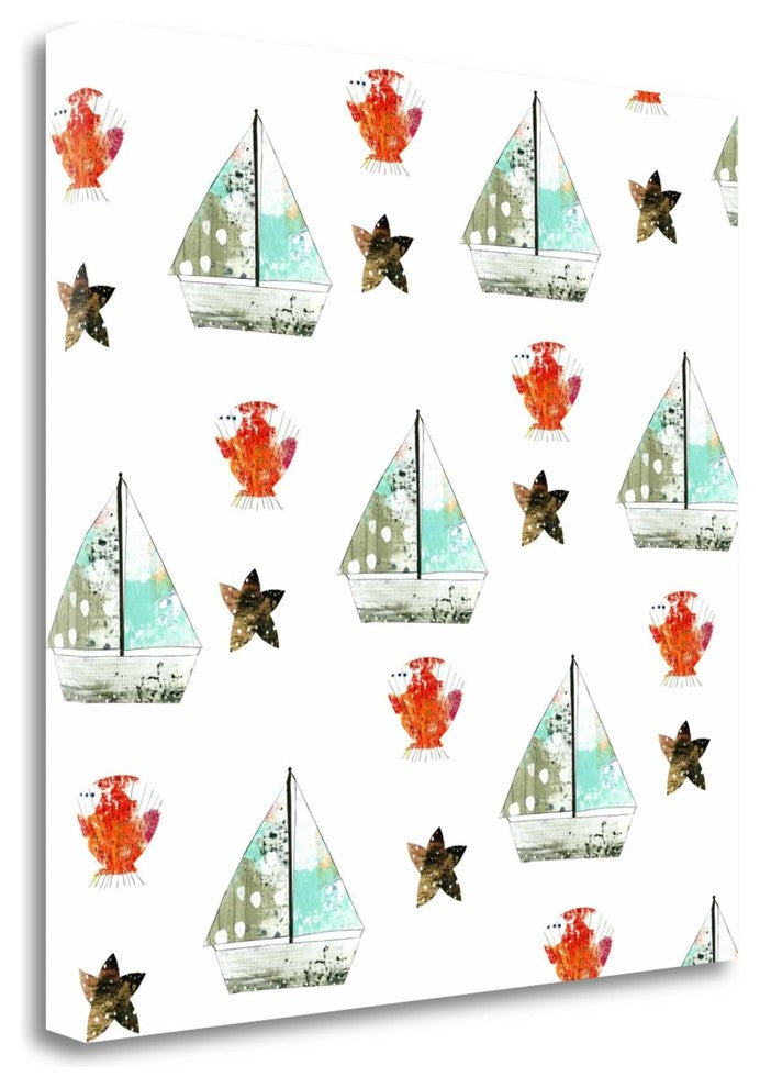 "Sailboats Pattern" By Sarah Ogren, Giclee Print on Gallery Wrap Canvas